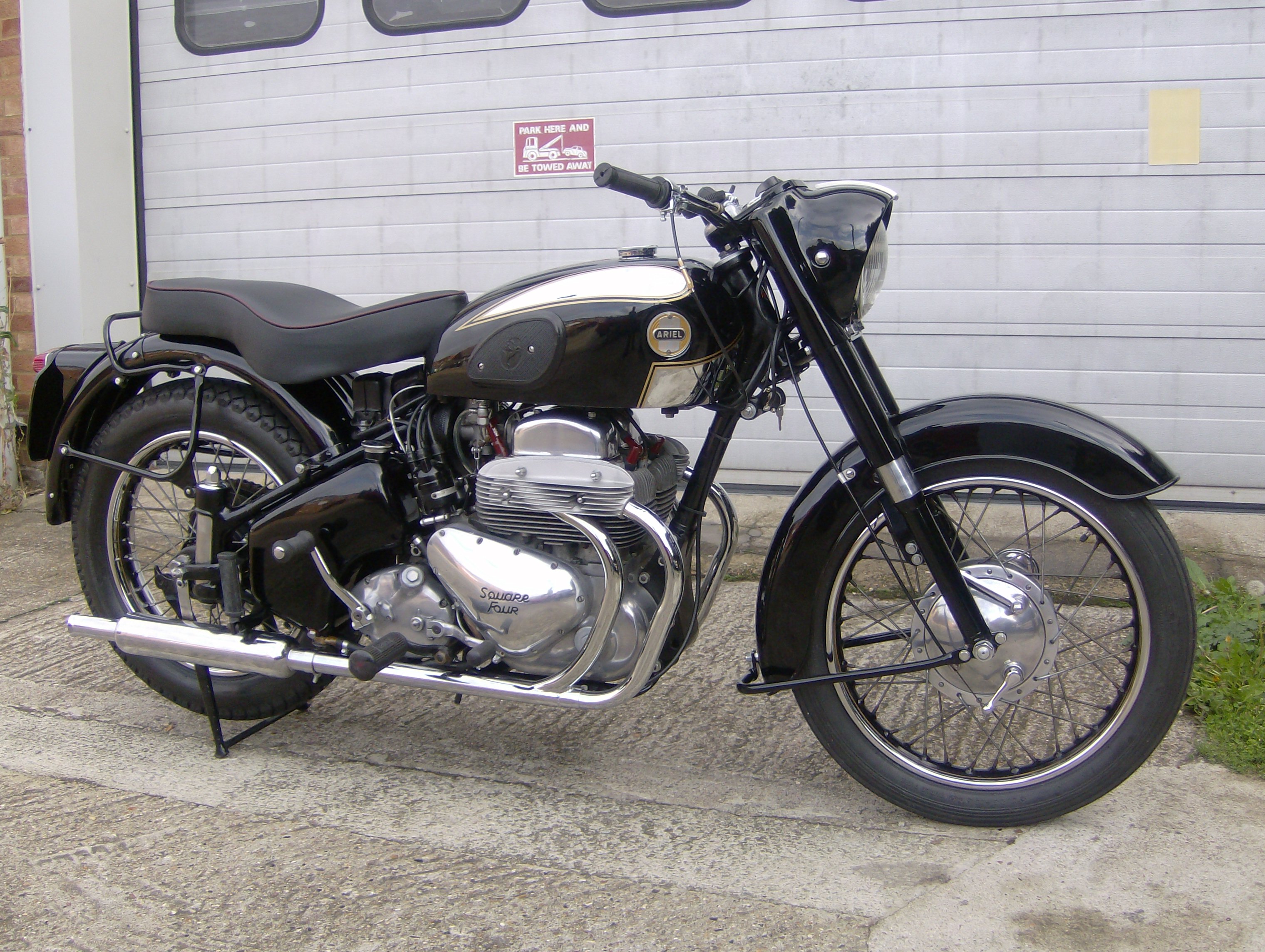 A real gentleman's motorcycle - a late Ariel Square 4 destined for Australia